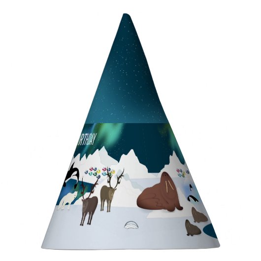 Arktischer Polar Bear Reindeer Walrus Orca Narwhal Partyhütchen (Rechts)