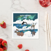 Arktischer Polar Bear Reindeer Walrus Orca Narwhal Serviette (Beispiel)
