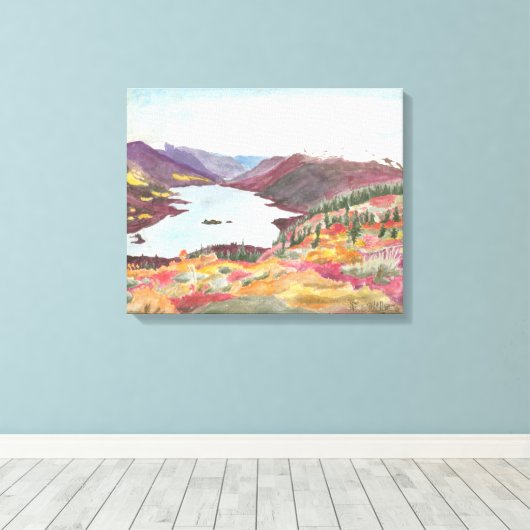 Arktischer See im Herbst: Wasserfarbene Leinwand n (Insitu (Holzboden))