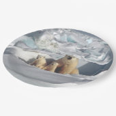 Arktischer Tier-Teller polare Bärn-Mutter-CUBs Pappteller (Schrägansicht)