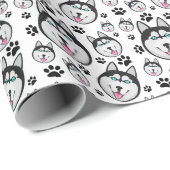 Arktischer Welpen-Husky-großer Schlitten-Hund Geschenkpapier (Rolleneckpunkt)