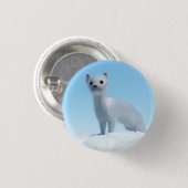 Arktischer Wiesel Charme Button (Vorne & Hinten)
