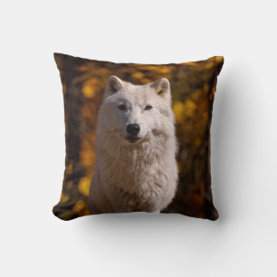 Arktischer Wolf auf Rock Kissen