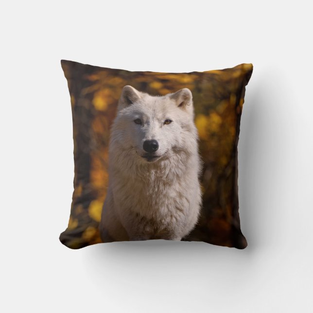 Arktischer Wolf auf Rock Kissen (Vorderseite)
