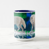 Arktischer Wolf, Aurora & Snow Wildlife Art Tasse  (Zentrum)
