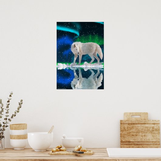Arktischer Wolf, Aurora Wildlife Art Poster (Küche)