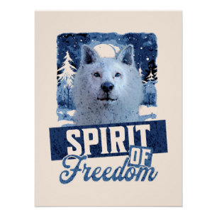 Arktischer Wolf Geist der Freiheit Wildlife Design Poster