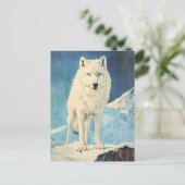 Arktischer Wolf im Vintage-Stil Postkarte (Stehend Vorderseite)