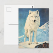 Arktischer Wolf im Vintage-Stil Postkarte (Vorne/Hinten)