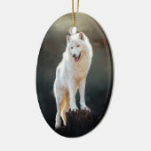 Arktischer Wolf Keramik Ornament (Links)