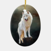 Arktischer Wolf Keramik Ornament (Vorne)