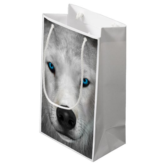 Arktischer Wolf Kleine Geschenktüte (Rückseite Schrägansicht)