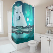 Arktischer Wolf und magische Nacht Personalisiert Duschvorhang (Beispiel)