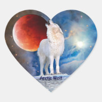 Arktischer Wolf und Roter Eclipsing Moon Heart Sti