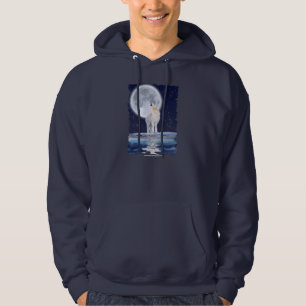 Arktischer Wolf und Winter-Moon-Hoodie Hoodie