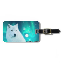 Arktischer Wolf und zauberhafte Nacht mit Nordlich