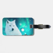 Arktischer Wolf und zauberhafte Nacht mit Nordlich Gepäckanhänger (Rückseite horizontal)