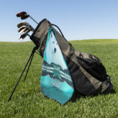 Arktischer Wolf und zauberhafte Nacht mit Nordlich Golfhandtuch (Gras)