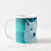 Arktischer Wolf und zauberhafte Nacht mit Nordlich Kaffeetasse (Links)