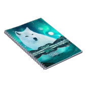 Arktischer Wolf und zauberhafte Nacht mit Nordlich Notizblock (Rechte Seite)