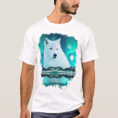 Arktischer Wolf und zauberhafte Nacht mit Nordlich T-Shirt (Vorderseite)