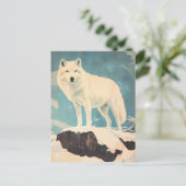 Arktischer Wolf Vintag Postkarte (Stehend Vorderseite)