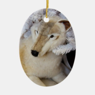 Arktischer Wolf Weihnachtsbaumschmuck Keramik Ornament