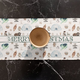 Arktisches Abenteuer im Nordlichtwald Kurzer Tischläufer