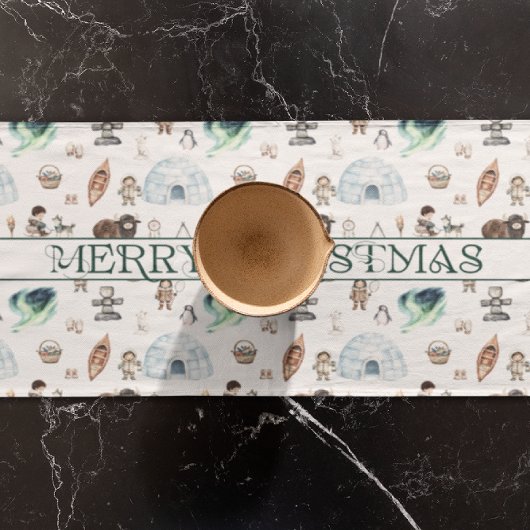 Arktisches Abenteuer im Nordlichtwald Kurzer Tischläufer