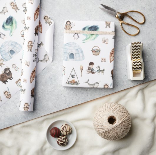 Arktisches Abenteuer Nordlichter Geschenkpapier (Kunsthandwerk)