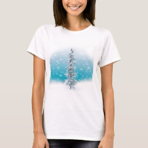 Arktisches Blau gefrorener frostiger silberner Gla T-Shirt