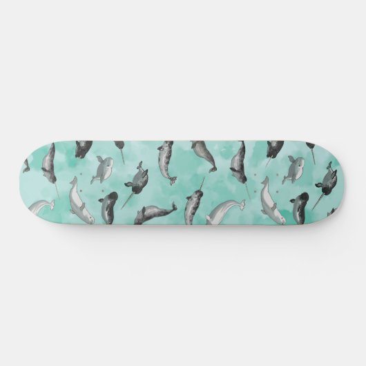 Arktisches Narwhals und Weißwal-Muster Skateboard (Horizontal)