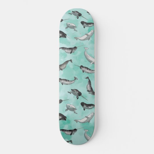 Arktisches Narwhals und Weißwal-Muster Skateboard (Vorderseite)