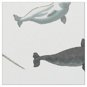 Arktisches Narwhals und Weißwal-Muster Stoff (Nahaufnahme)