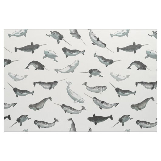 Arktisches Narwhals und Weißwal-Muster Stoff (Fat Quarter (45,7 x 55,9 cm))