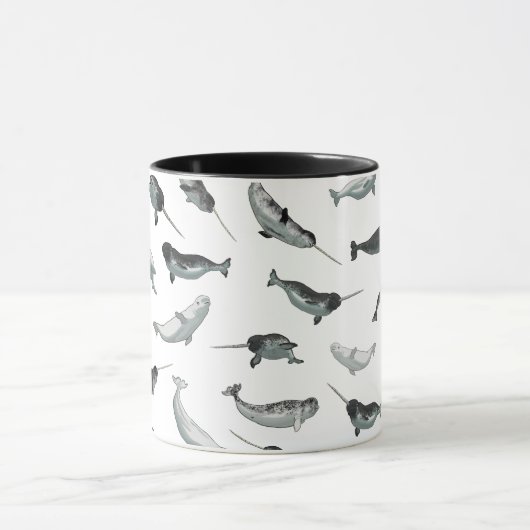 Arktisches Narwhals und Weißwal-Muster Tasse (Zentrum)