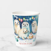 Arktisches Siegel Wintergeburtsvorlage personalisi Pappbecher (Rückseite)