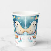 Arktisches Siegel Wintergeburtsvorlage personalisi Pappbecher (Rechts)