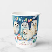 Arktisches Siegel Wintergeburtsvorlage personalisi Pappbecher (Vorderseite)