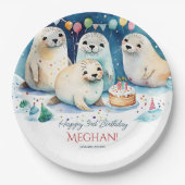 Arktisches Siegel Wintergeburtsvorlage personalisi Pappteller (Vorderseite)