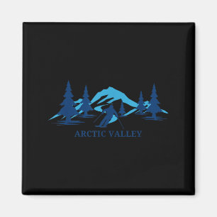 Arktisches Tal Alaska Skigebiet Skifahren Skifahre Magnet