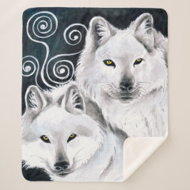 Arktisches Wolf-Aquarell Sherpadecke