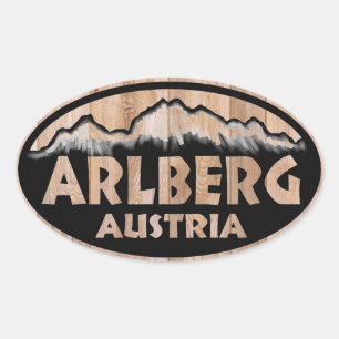Arlberg Austria Holzschild oval Aufkleber