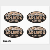 Arlberg Austria Holzschild oval Aufkleber (Blatt)