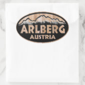Arlberg Austria Holzschild oval Aufkleber (Tasche)