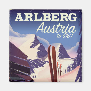 Arlberg Österreich Skireiseplakat Magnet