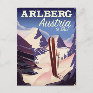 Arlberg Österreich Skireiseplakat Postkarte