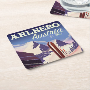 Arlberg Österreich Skireiseplakat Rechteckiger Pappuntersetzer