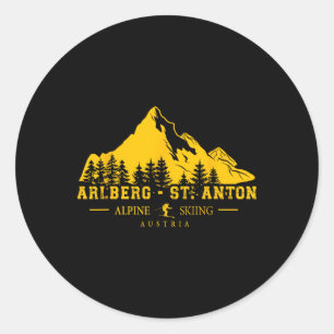 Arlberg St. Anton Austria Ski Resort Alpin Skifahr Runder Aufkleber