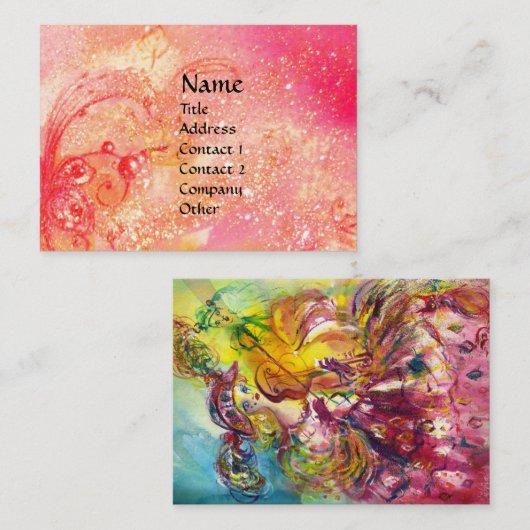 ARLECCHINA UND CAT, Geige, Musik, Theaterkünstler Visitenkarte (Vorne/Hinten)